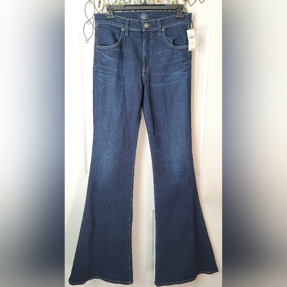 Citizens Of Humanity Chloe Mid Rise Super Flare Jean's Women's 28 Dark Blue Wash